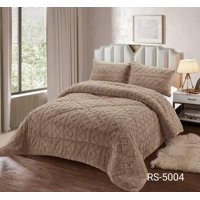Aladdins Shop - Cobertor De Invierno Texturizado Con Chiporro 1,5 Plaza Diseño Trenza Café Claro