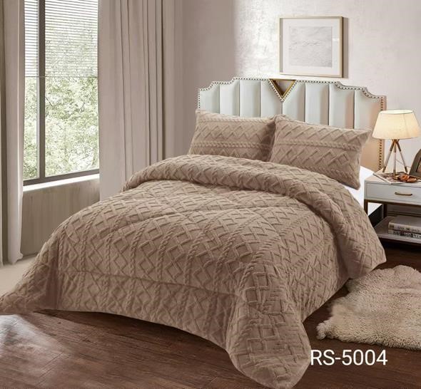 Aladdins Shop - Cobertor De Invierno Texturizado Con Chiporro 1,5 Plaza Diseño Trenza Café Claro