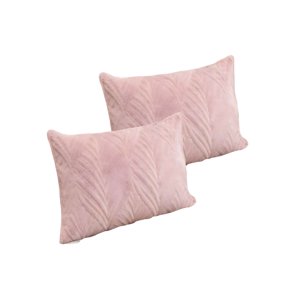 Genérico - Pack De 2 Fundas De Cojin Serie Hojas 30X50 Cm Rosa