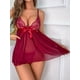 thumbnail image 2 of Bow Contrast Lace Cami Dress & Panties, Semi-sheer Mesh Slip Babydoll Dress & String Panty, Women's Sexy Lingerie & Underwear, 2 of 3