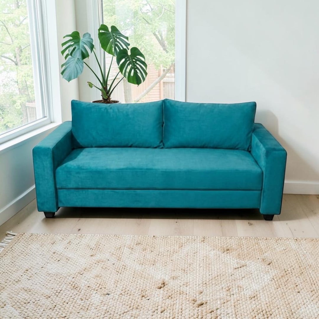 Diseños Valestrini - Sofa Cama Multifuncional Felpa Turquesa