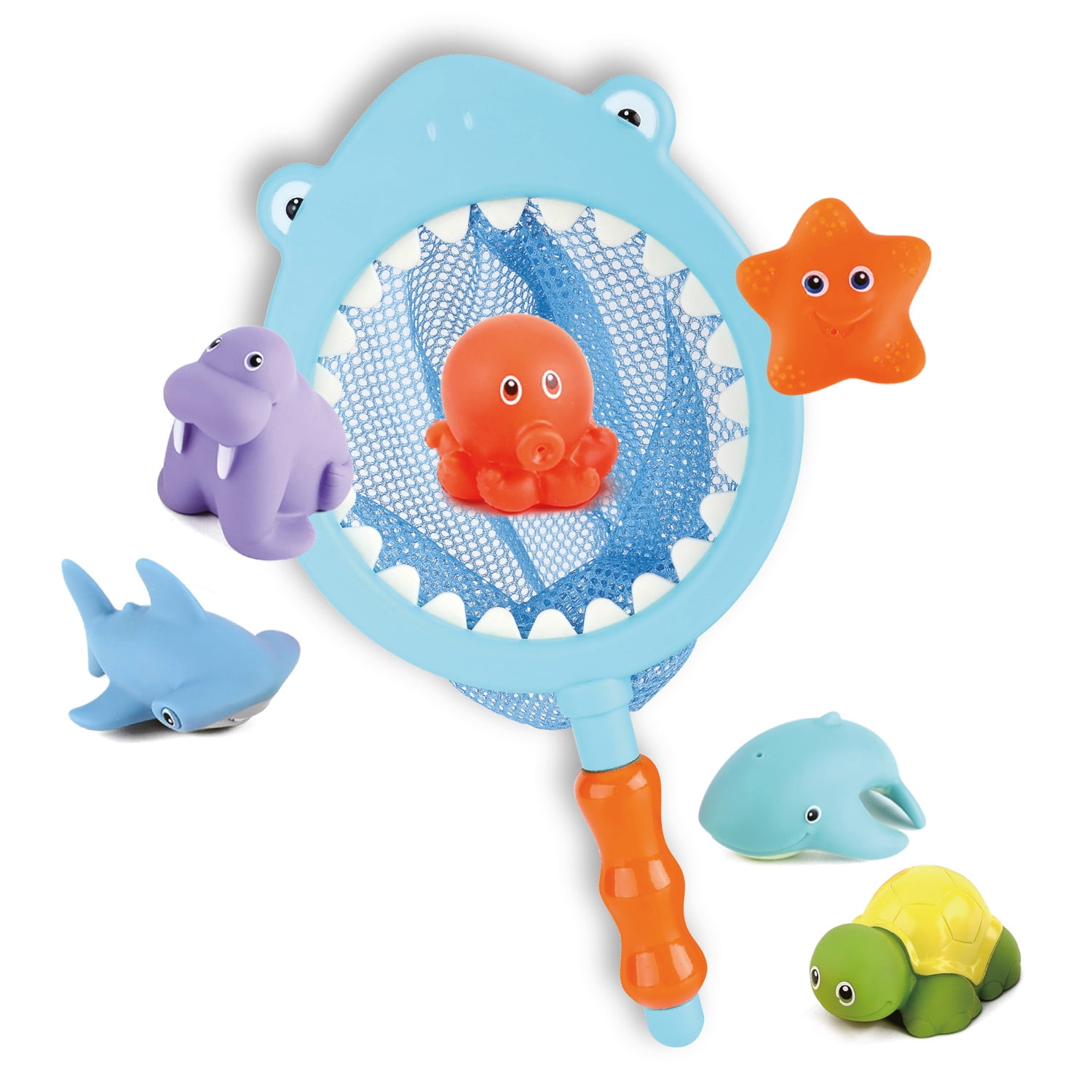 Benic Baby - Juego De Pesca Con Red Tiburón Y Animalitos De Silicona Cambia Color