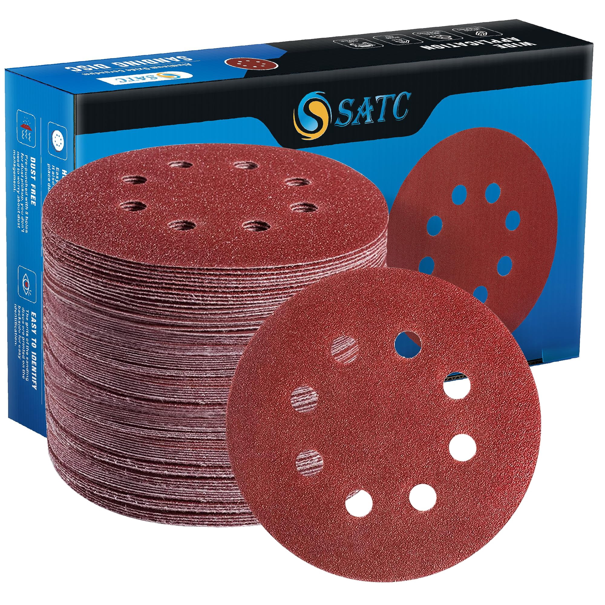 S Satc 72 Discos De Lija De 13 Cm, 8 Orificios, Grano 40-320