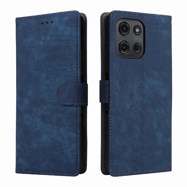 Funda Billetera para Motorola MOTO G75 5G con Soporte - Cartera de Cuero con Ranuras Azul