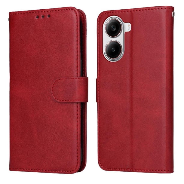 Funda Billetera para Xiaomi Poco X7 Pro con Porta Tarjetas y Soporte Ajustable Rojo