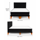 thumbnail image 2 of Cama Europea 2 Plazas Negra con Colchón y Respaldo Lineal en Felpa 150x190 cm, 2 of 4
