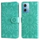 thumbnail image 1 of Funda tipo cartera FOXDOCK para Xiaomi Poco X5 , diseño girasol en relieve, cuero PU, cierre magnético, soporte y tarjetero, 1 of 5