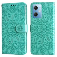 Funda Tipo Cartera Foxdock Para Xiaomi Poco X5 , Diseño Girasol En Relieve, Cuero Pu, Cierre Magnético, Soporte Y Tarjetero