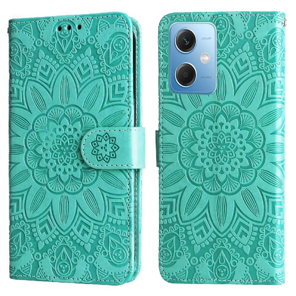 Funda Tipo Cartera Foxdock Para Xiaomi Poco X5 , Diseño Girasol En Relieve, Cuero Pu, Cierre Magnético, Soporte Y Tarjetero