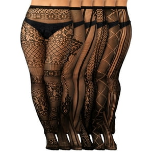 Medias Tipo Pantimedias Skylety Fishnet, Lencería Con Tirantes, 6 Unidades