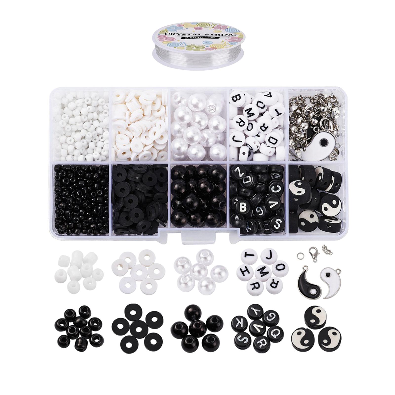 Ioensy - Pulsera De Cuentas De Arcilla Polimérica Yin Yang, Cuentas De Cerámica, Cuentas Espaciadoras De Tai Chi