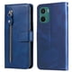 thumbnail image 4 of Funda tipo cartera para Motorola Moto E15 con bolsillo con cremallera y ranuras para tarjetas – Función de soporte Azul, 4 of 5