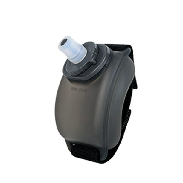 Botella de agua para muñeca, botella de agua para correr, portátil, de silicona, reutilizable, ajustable, para muñeca, de mano, para viajes, escalada, negro