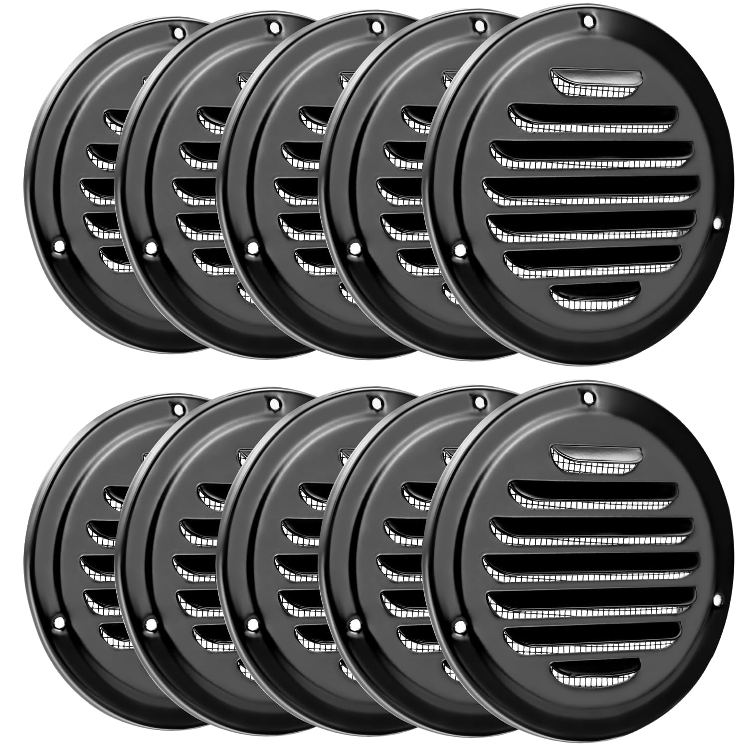 Funda De Ventilación Soffit Qwork 4 De Metal Negro Con Malla De Malla, Paquete De 10