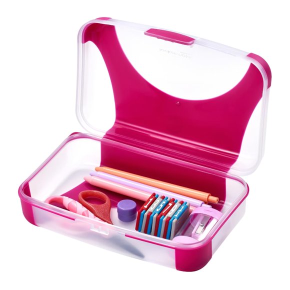 Estuche para lápices LockerMate fucsia y transparente