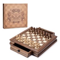 Juego De Ajedrez Amerous Magnético De Madera Con Tablero De Nogal, 32 Piezas