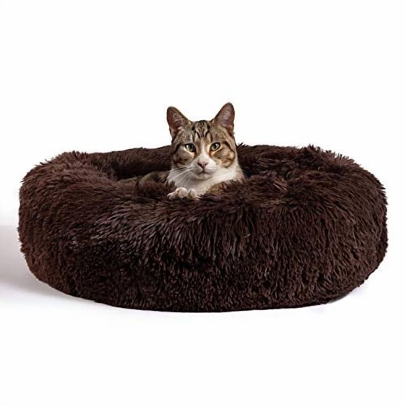 Cama para perros y gatos Best Friends de Sheri Calming Donut Shag Fur