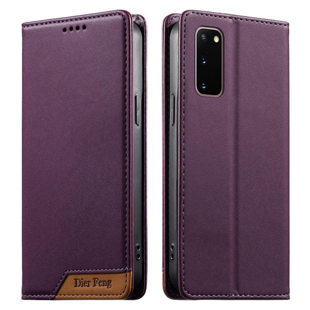 Funda Tipo Cartera de Cuero Sintético para Samsung Galaxy S20 Bloqueo RFID, con Ranuras para Tarjetas y Bolsillo para Efectivo, Cierre Magnético Fuerte Morado