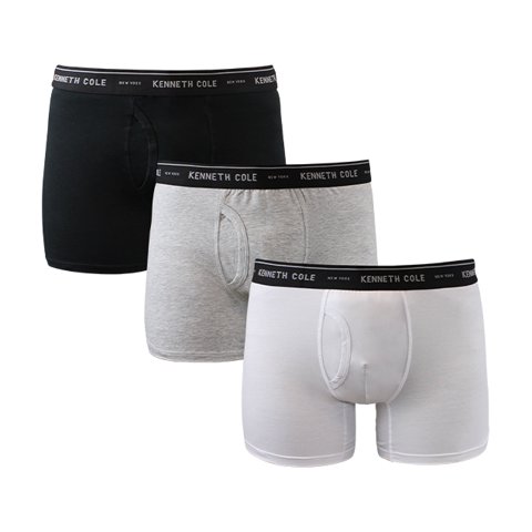 Kenneth Cole - Pack 3 Boxer Talla L Negro-Gris-Blanco