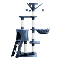 Torre Arbol Rascador Gatos Belug Terciopelo Con Casa Y Cuna Color Azul Oscuro