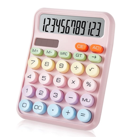Calculadora CHAKAKA Rosa con energía solar y botones grandes