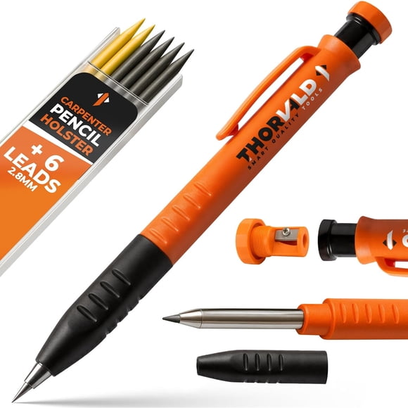 Lápiz Carpintero THORVALD 3 en 1 2.8 mm Punta Fina Naranja