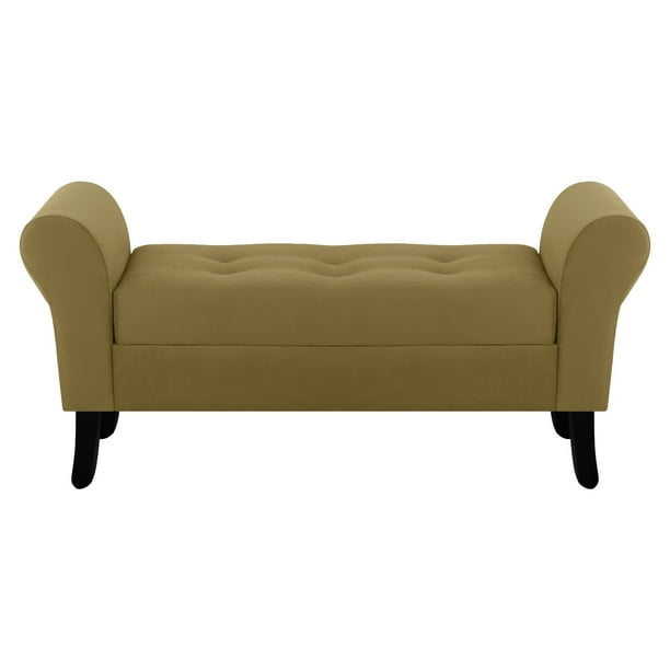 Banqueta Baul Lua 2c Felpa 20 Verde Musgo