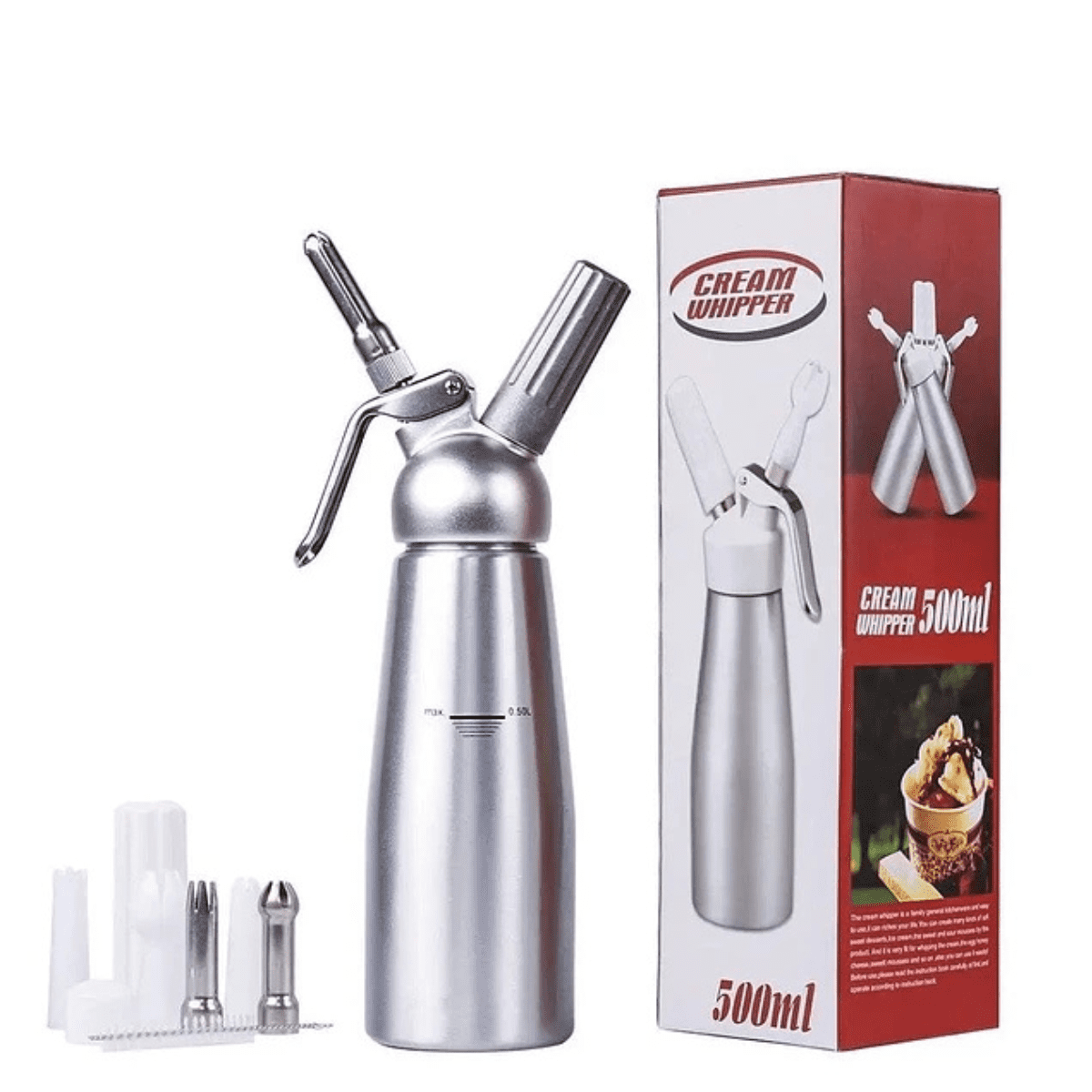 Genérico - Sifón Crema Batida Dispensador Chantilly De Acero Inox 500m