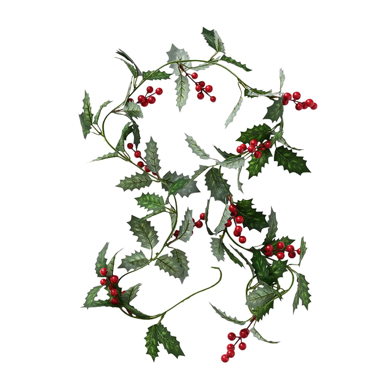 Bothyi - Hojas Navideñas Artificiales, Guirnalda De Vid De Frutos Rojos, 200cm, Para Navidad, Año Nuevo, Hojas Verdes