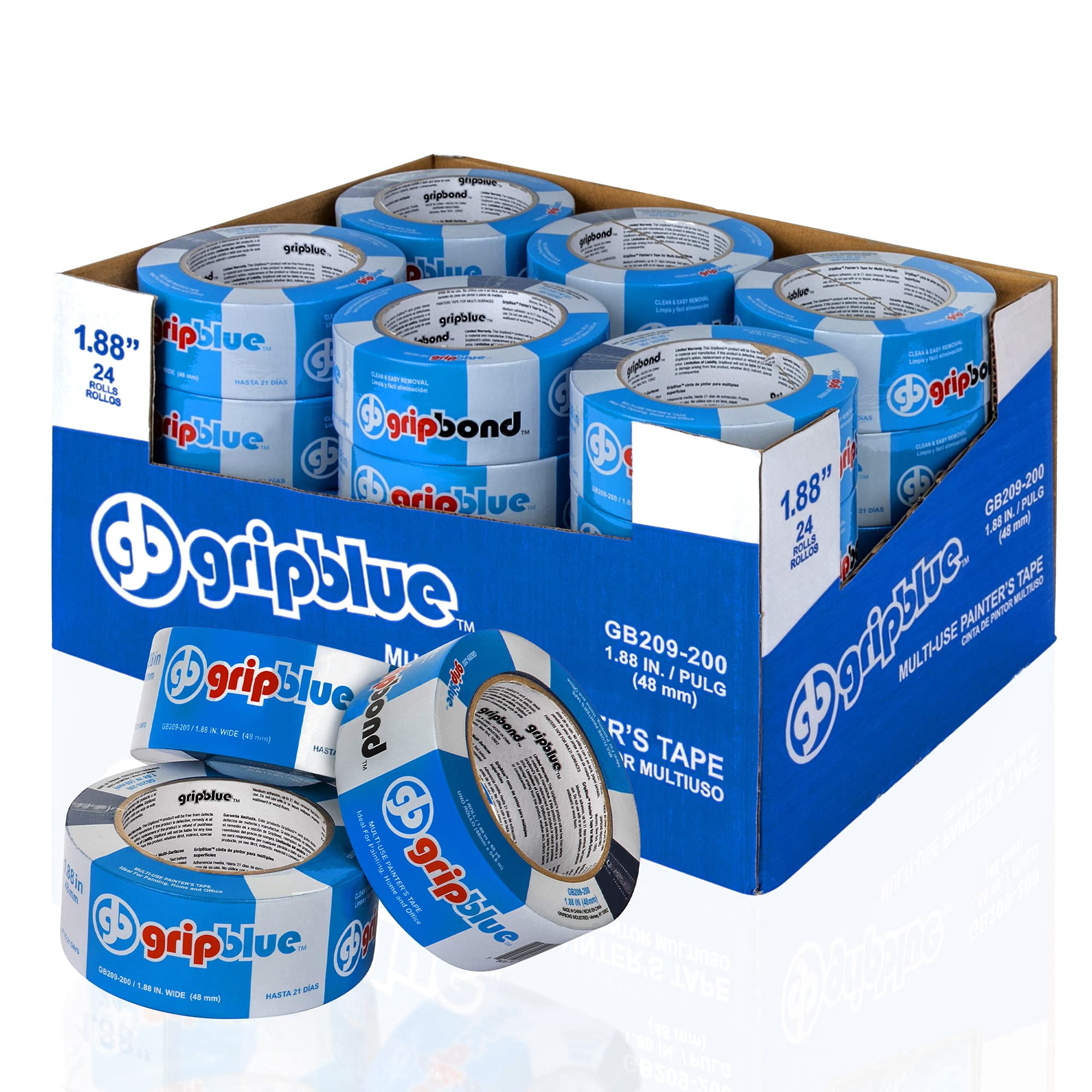 Gripblue - Cinta Adhesiva De 2 Pulgadas De Ancho (24 Rollos 4 76 Cm X 54 86 M)