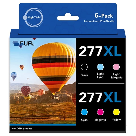 Cartuchos de Tinta SUFL 277XL Paquete de 6 Compatible con Serie XP-850