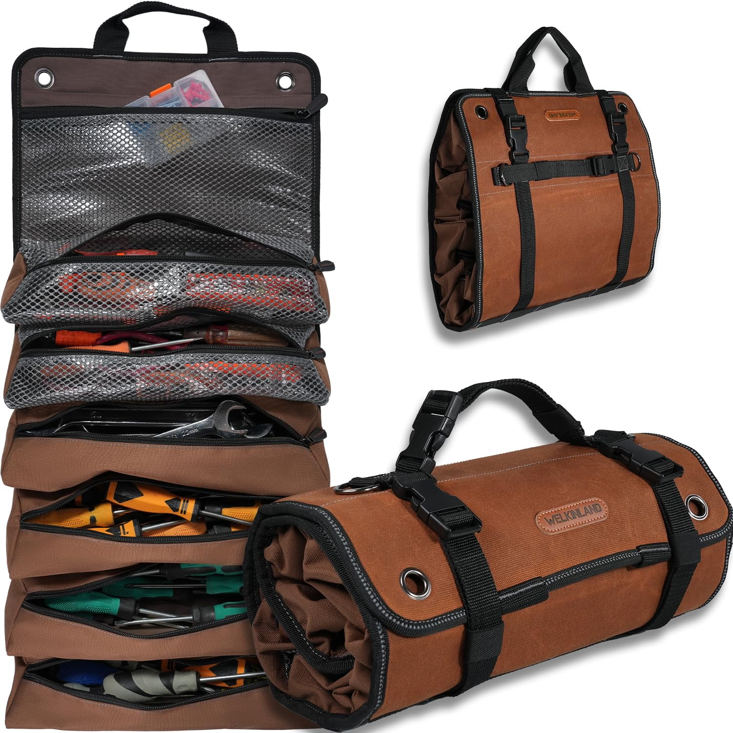 Welkinland Funda Enrollable Para Herramientas De Lona Encerada De Alta Resistencia 37x76x10 Cm