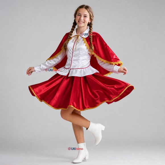 Traje Tirana Diablada Rojo 3 Piezas Juvenil Baile Típico Fiestas Patrias