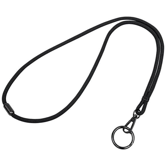 Lanyard WEZEBEL negro con cierre de seguridad y aro metálico para llaves
