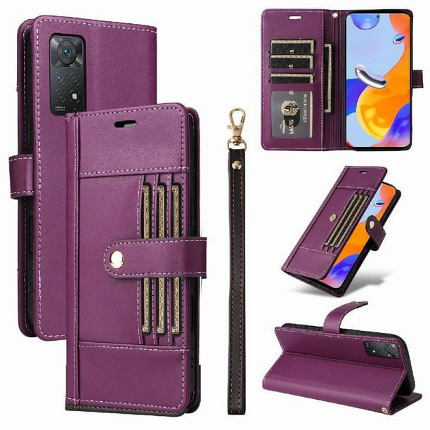 FOXDOCK Funda tipo Cartera para Xiaomi Redmi Note 11 Pro – Cubierta de Cuero PU con Múltiples Ranuras, Bolsillo para Efectivo y Correa de Muñeca