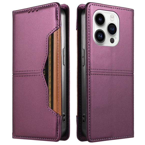 Funda Billetera para [iphone 14 Promax] Tarjetero Magnético Soporte Morado