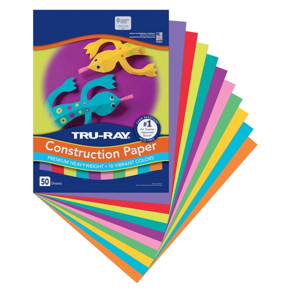 Papel de construcción Tru-Ray, 10 colores vibrantes, 9 x 12, 50 hojas