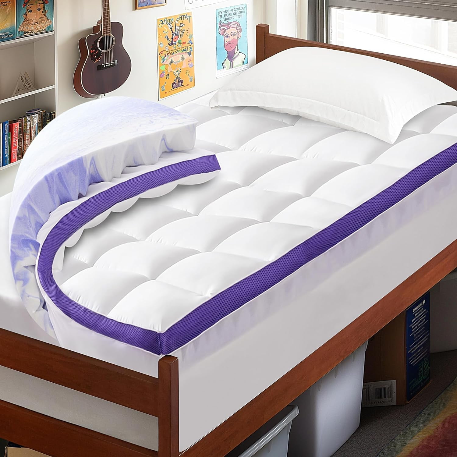 Cubrecolchón Chixpace De Espuma Viscoelástica De Doble Capa Twin Xl