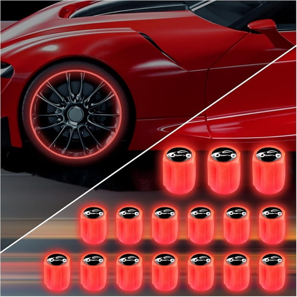 Tapas Válvula Aokdom 16 pcs Luminosa 1.3 cm ABS Rojo