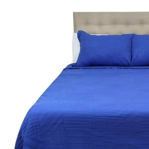 Chantilly - Cubrecama Prewash Cuadros Bordado King Morado