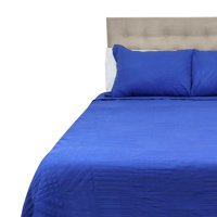 Chantilly - Cubrecama Prewash Cuadros Bordado 2 Plazas Morado