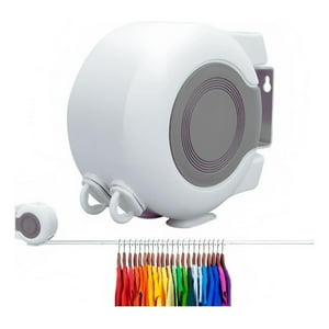 Genérico - Tendedero Retráctil Pared Doble Línea 13M Color Blanco