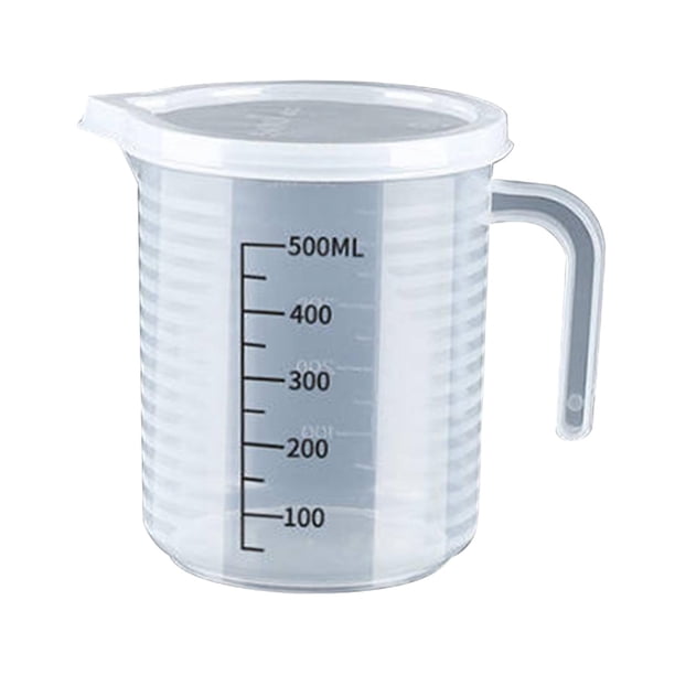 Taza medidora con recipiente de líquido a escala, vaso cilíndrico graduado fácil de transportar, accesorios para hornear para agua fría y caliente en 500 ml