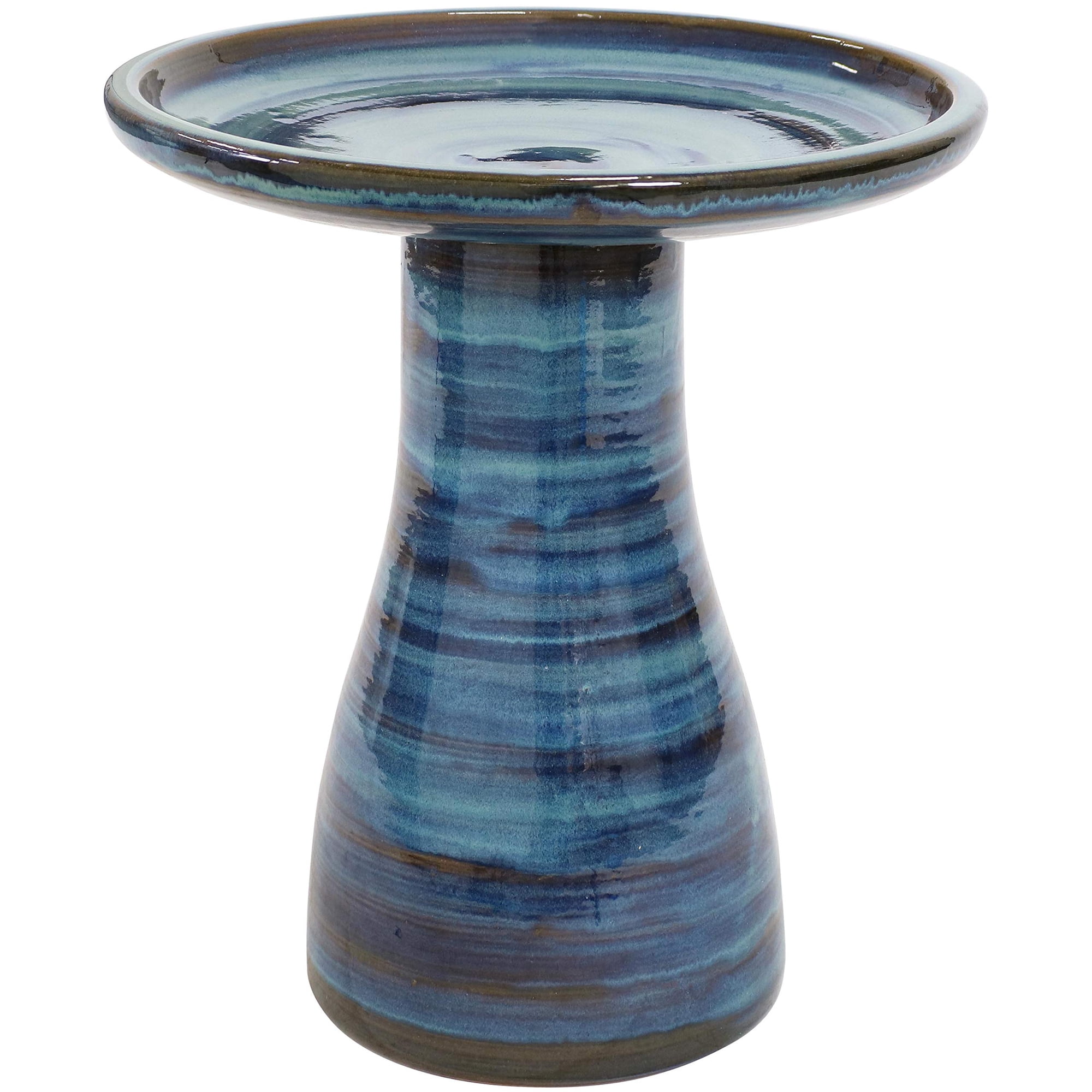 Baño para pájaros Sunnydaze Decor, cerámica, 21 cm de alto, color azul Galaxy