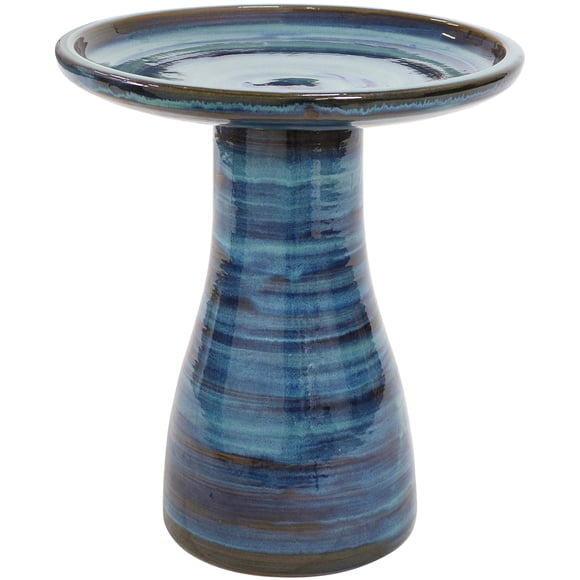Baño para pájaros Sunnydaze Decor, cerámica, 21 cm de alto, color azul Galaxy