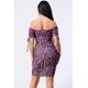 thumbnail image 2 of Vestido Ajustado Fruncido con Hombros Descubiertos y Estampado de Leopardo, 2 of 5