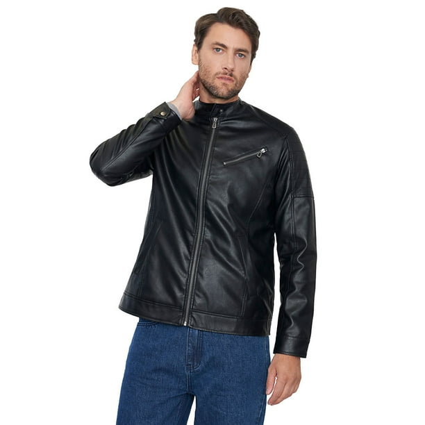 Casaca Hombre Ecocuero Rock Negro Corona