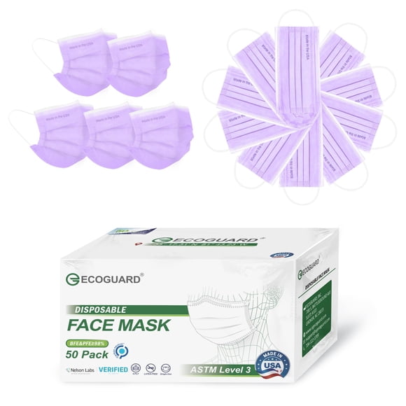 Mascarillas desechables EG ECOGUARD, 4 capas, ASTM nivel 3, paquete de 50