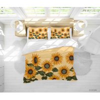 Milsleep - 3D Dibujado A Mano Girasol Floral Funda De Edredón Juego De Ropa De Cama Funda Nórdica