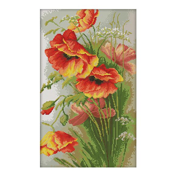 Kits De Bordado 100% Algodón Patrón De Flores Agujas De Hilo Kit De Herramientas 33x50cm